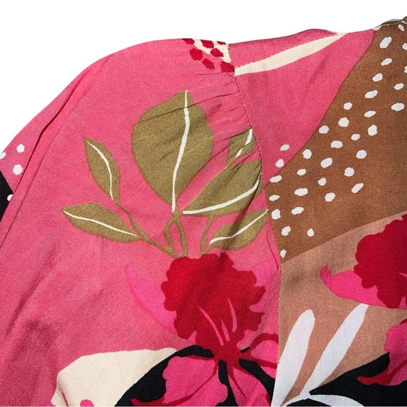 Easel size large top v neck blousy colorful - Picture 4 of 8